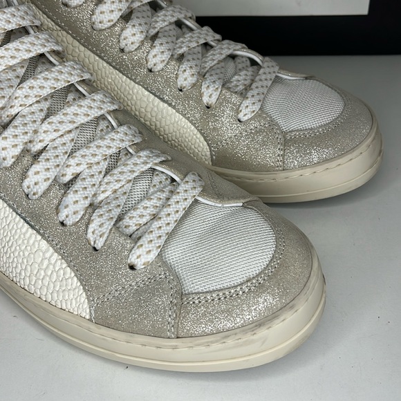 P448 High Top White Patent Embossed Snake Leather Sneakers Women’s size 10 - Picture 5 of 16